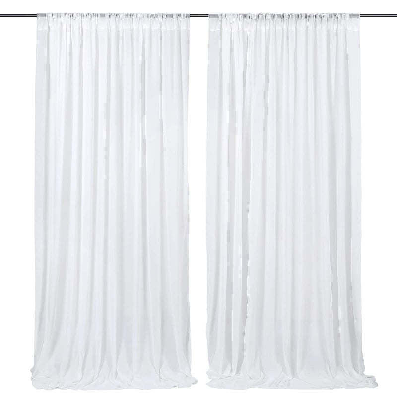 QueenDream White Backdrop Curtains 10ft x 10ft Chiffon Photo Drapes for Wedding Birthday Parties Baby Decorations 2 Panels 5ft x 10ft - Image 1